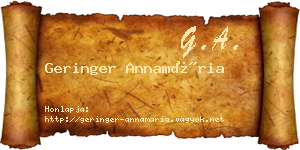 Geringer Annamária névjegykártya
